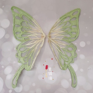 汉服大扑棱蛾子发饰对夹刺绣蝴蝶发夹古风网纱装只此青绿拍照头饰