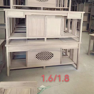 新中式全实木茶桌椅组合白茬整装现代办公休闲白胚功夫茶台北榆木