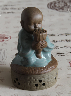 陶瓷汝窑许愿小僧和尚香炉