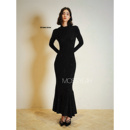 Moss烨 高弹立体鱼尾连衣裙 复古华丽烫钻