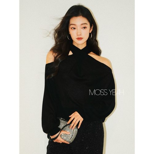 羊毛混纺套头套头针织衫