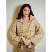 Moss烨 大克重镂空钩花大翻领加厚羊绒套头毛衣 两色 现货 绒