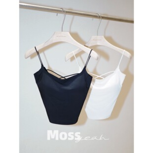 Moss烨 自带胸垫 可外露美背无痕弹力吊带背心