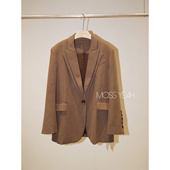 设计师 复古栗子色 立体双领 Moss烨现货 廓形羊毛毛呢西装 外套