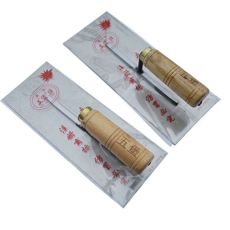 正宗杭州铜圈木柄五堡泥抹子泥工铁板正品小抹泥刀泥夹托灰板粉墙