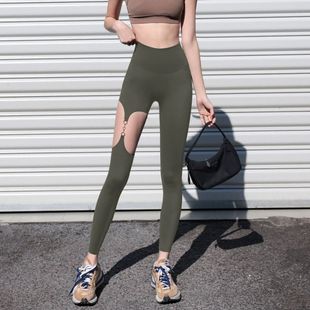 高级欧美健身裤女高腰提臀设计感显瘦外穿大腿镂空瑜伽裤2025新款