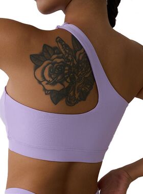 斜肩跑步运动内衣瑜伽性感速干聚拢单肩美背防震健身BRA背心文胸