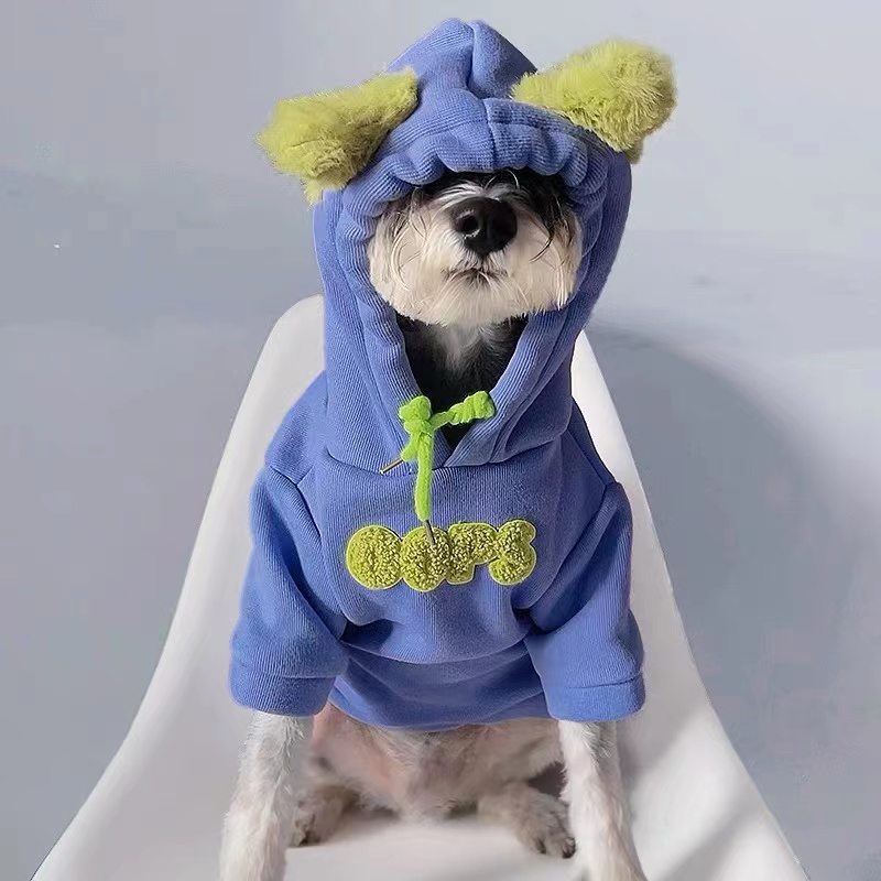 狗狗衣服秋冬雪纳瑞比熊泰迪中小型犬猫咪加绒保暖连帽卫衣