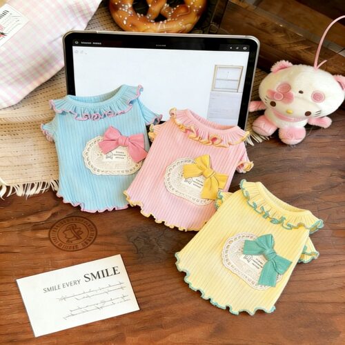 韩国ins狗狗衣服冰丝降温防晒撞色多巴胺吊带服马尔济斯约克夏新