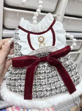 狗狗衣服秋冬装厚款猫咪公主裙丝绒小香风冬裙小型犬泰迪宠物