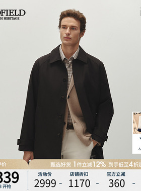 SCOFIELD男装25年秋季新款商务休闲纯色潮流中长款风衣通勤外套