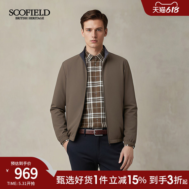 【双面穿】SCOFIELD男装春冬新品潮流立领拉链通勤教练夹克外套男