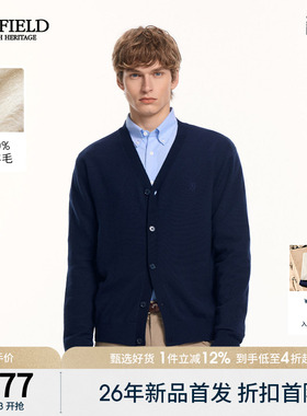 【100%绵羊毛】SCOFIELID男装26年早秋新品可机洗百搭V领针织开衫