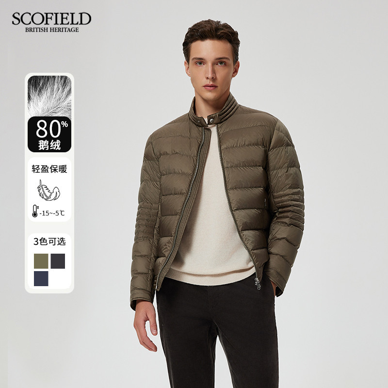 【鹅绒】SCOFIELD新款简约机车风保暖外套短款夹克羽绒服男士
