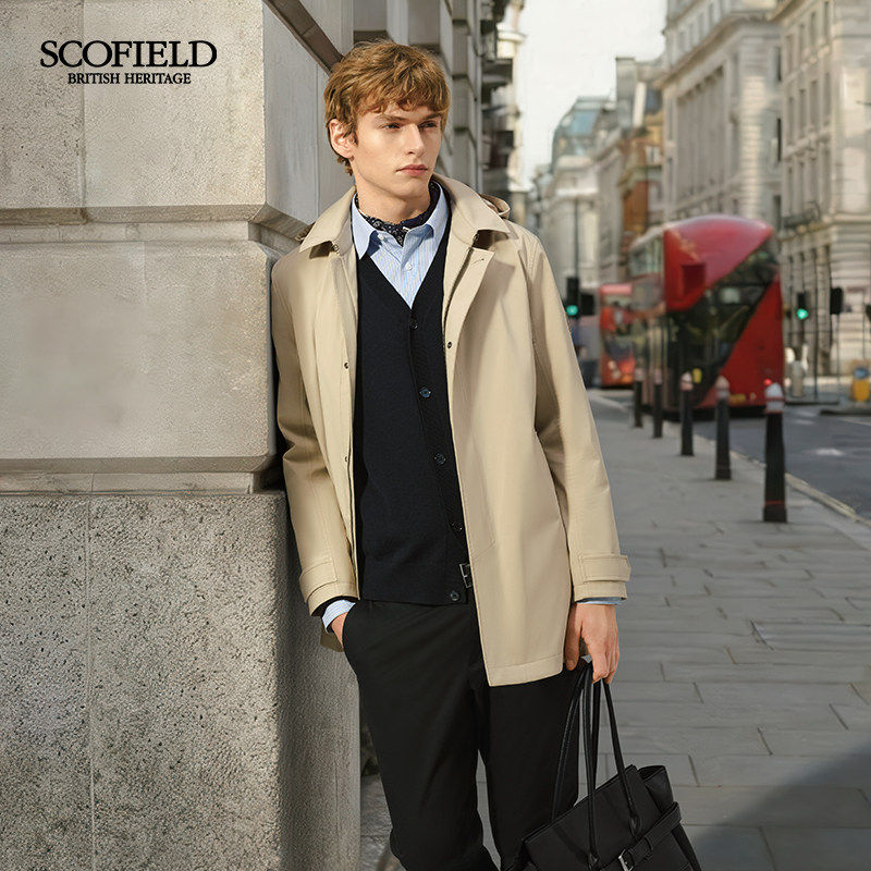 【三防】SCOFIELD男装26年春秋新品商务通勤中长款潮流风衣外套