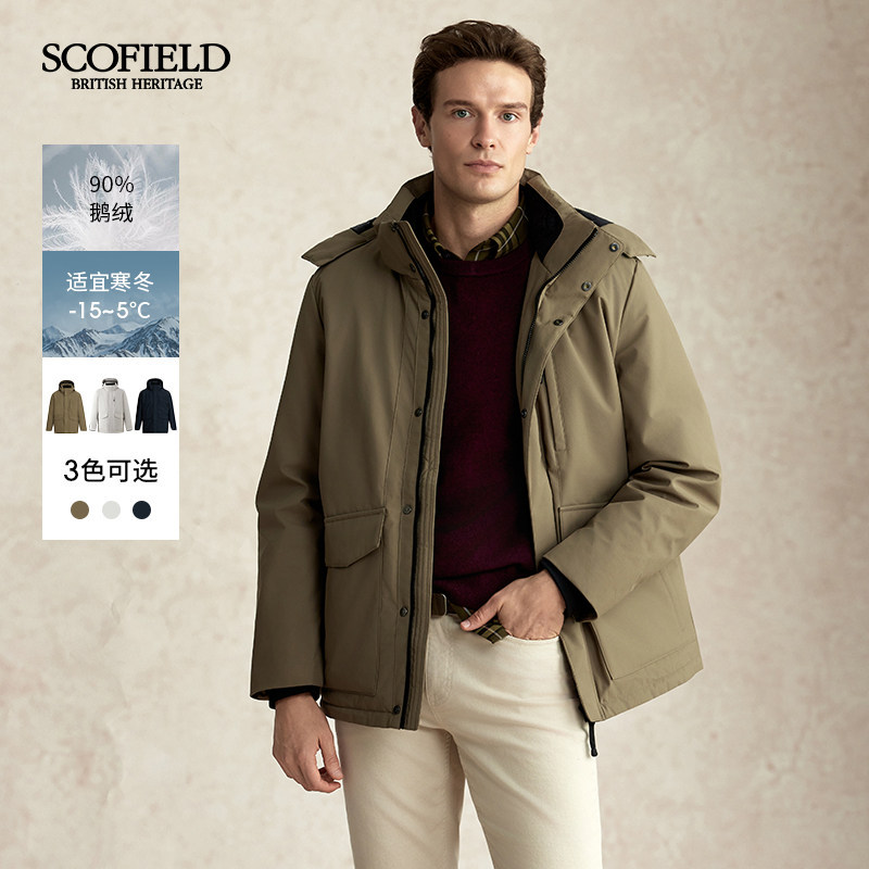 【鹅绒】SCOFIELD男士冬新款连帽休闲工装保暖廓形防风羽绒服