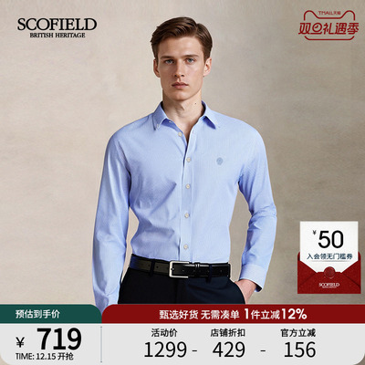 男士商务通勤经典条纹长袖衬衫