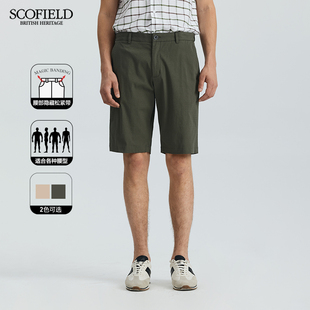 SCOFIELD隐藏松紧腰短裤男士休闲简约夏季商务休闲直筒中裤
