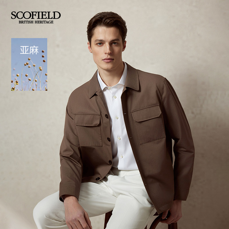 SCOFIELD男士春秋新款复古通勤休闲潮流衬衫夹克立领短外套图片
