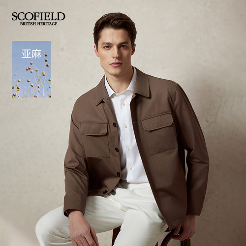 SCOFIELD男士春秋新款复古通勤休闲潮流衬衫夹克立领短外套