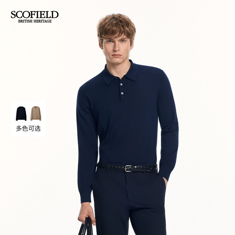 SCOFIELD男装26年春秋新品商务针织polo领舒适长袖针织套头毛衣