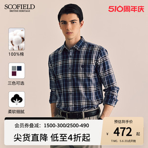 SCOFIELD长袖黑白格纹衬衫