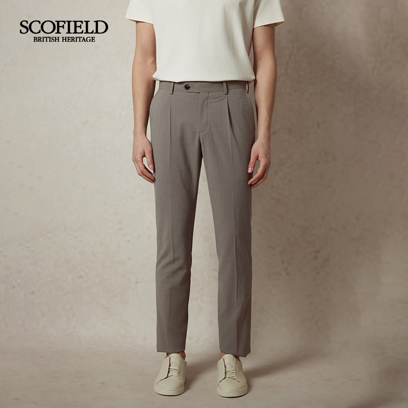 SCOFIELD男装夏季新款休闲裤子简约商务舒适纯色直筒休闲裤