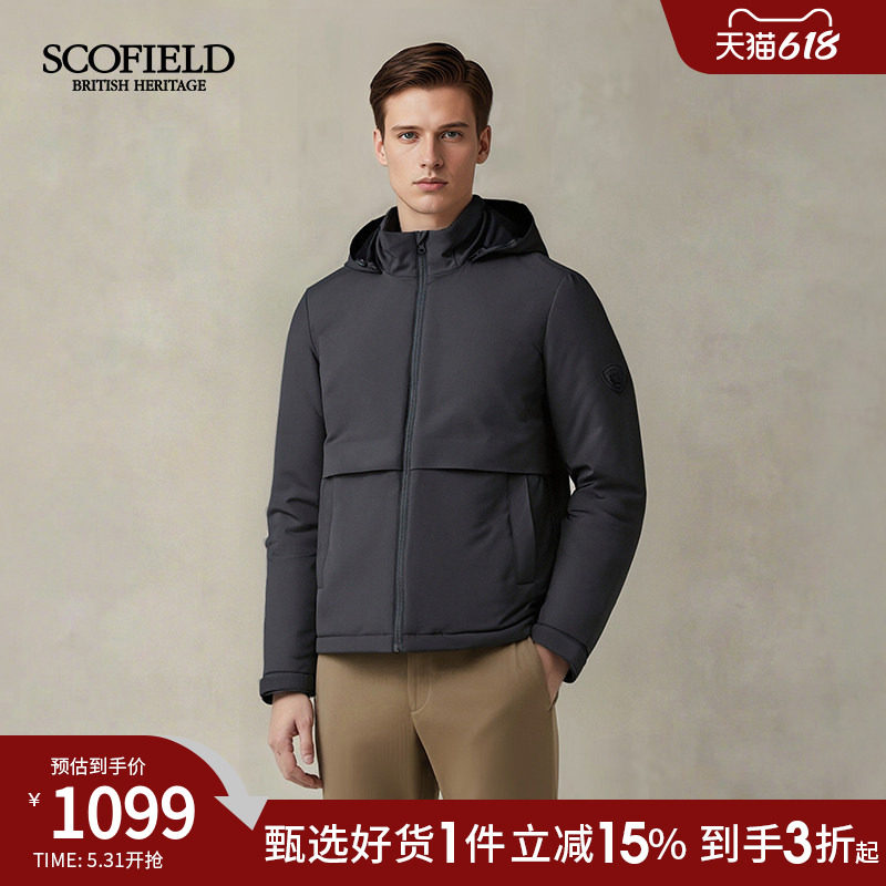 SCOFIELD男装新品轻薄时尚通勤休闲短款夹克棉服厚外套潮男