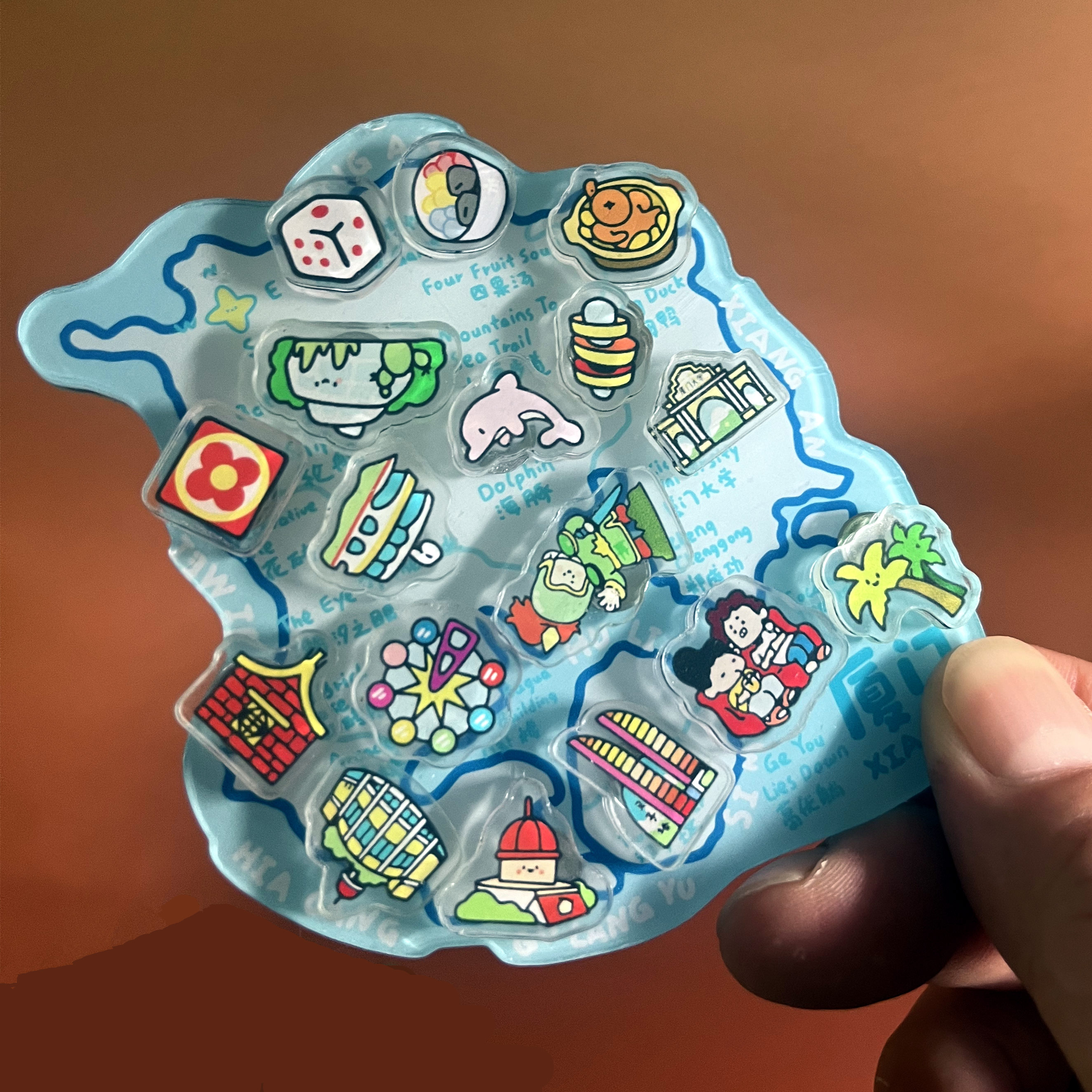 厦门地图亚克力冰箱贴创意厦门大学鼓浪屿旅游纪念品特色景点磁贴
