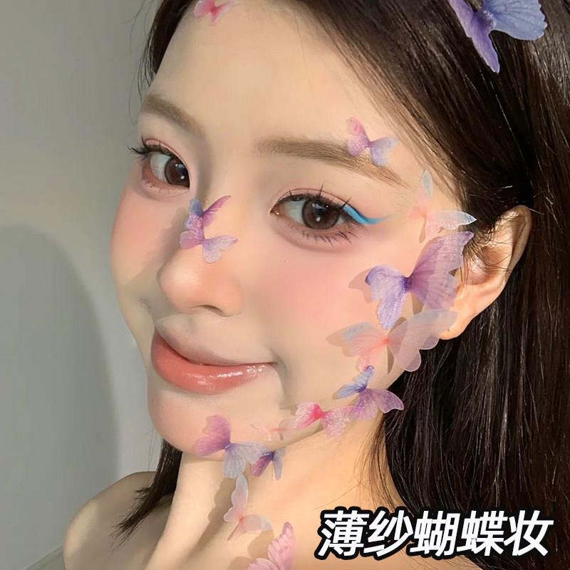 蝴蝶贴脸饰品脸部化妆装饰儿童舞台妆演出面部美甲立体仙女小蝴蝶