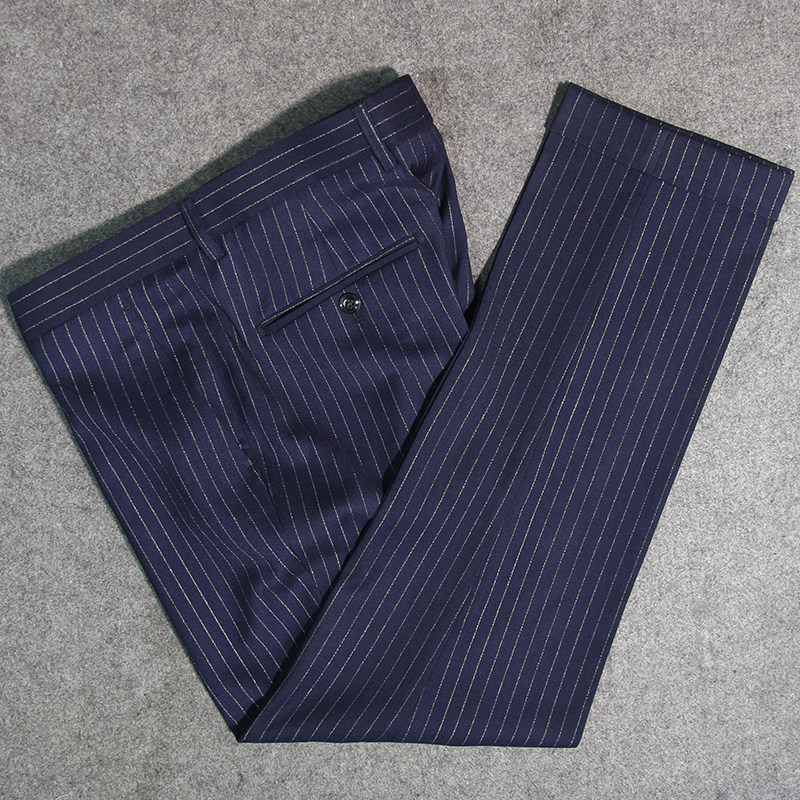 2021 Autumn men's wear new pattern Men's Straight Navy stripe Western-style trousers Flanging wedding Youth trousers fashionin the Men's clothing, Trousers  category - from Buy2taobao.com to provide professional Taobao agent buy service
