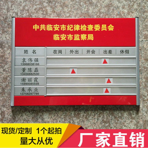可更换人员去向牌铝合金科室牌