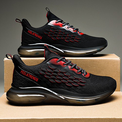 夏季新款运动鞋男飞织网面透气软底减震爆米花男鞋防滑休闲跑步鞋