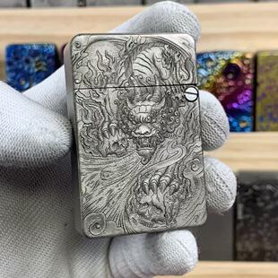 钛合金虎鲨浮雕定制一体机煤油打火机
