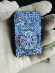 钛合金虎鲨深度雕刻阳极化烤蓝定制煤油打火机