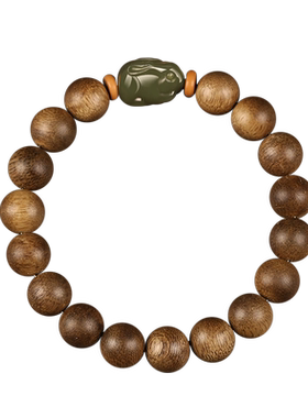 沉香木手串女生肖玉兔手链