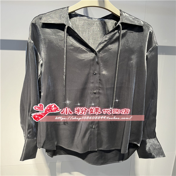 A1CAE3335女装2024秋系带衬衫A1CAE333585