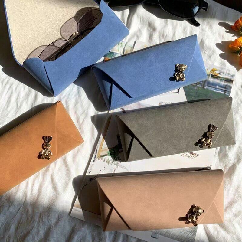 羊巴纹可爱框架近视眼镜盒女便携款复古墨镜收纳盒学生日系高级感