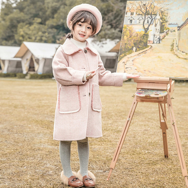 girl wool Woolen clothes Mid length version 2019 new pattern Korean Edition children Two-sided overcoat Big boy coat Winter clothesin the Children/Baby/Family fitted , Coat/Jacket/Overcoat , Coat  category - from Buy2taobao.com to provide professional Taobao agent buy service