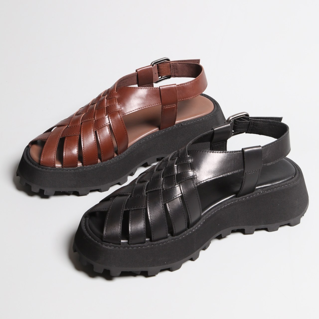 台湾版厚底超级舒服露趾纯手工编织牛皮泡化防滑鞋底女凉鞋子女鞋