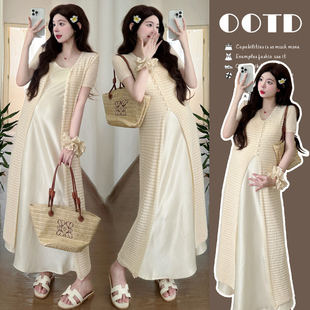 孕妇连衣裙2026新款夏装套装孕妈高级穿搭孕期气质裙子夏季两件套