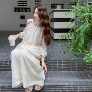 提升B157FN10品阔质设计感露肩上衣腿裤 女两件套新春年秋装 套装 款