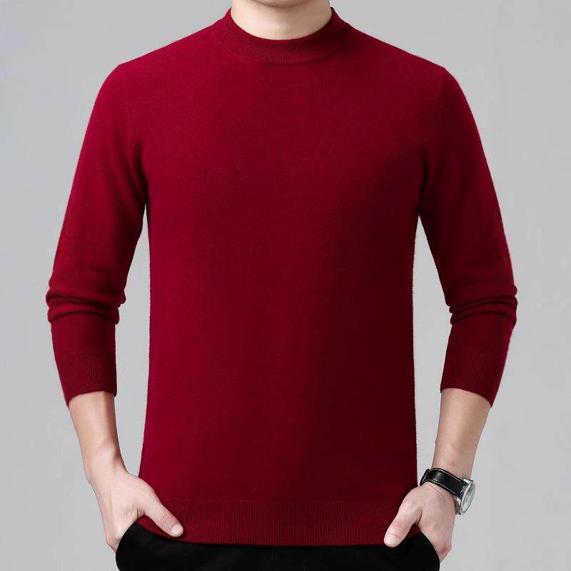 男冬新款圆领羊毛衣士打底M889-XL衫休闲中年秋宽松毛羊绒纯色针