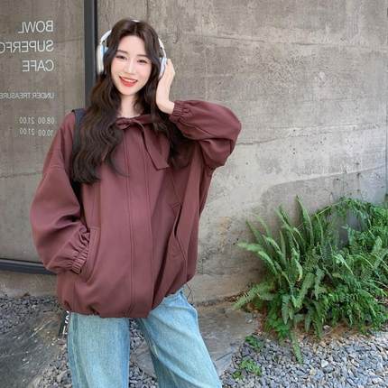 年春秋装新龄百搭舒适又款亲肤蝴减B189FN81蝶结带下摆抽绳休闲系