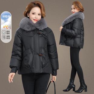 98497998妈妈款冬装短羽绒棉服女冬季新款连帽绒个加厚棉衣小子加