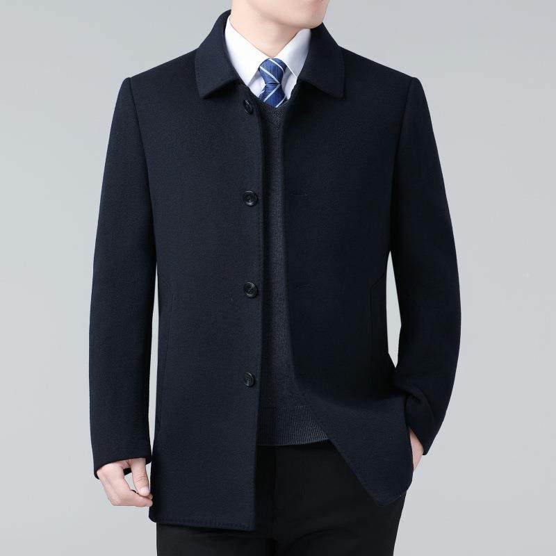 秋冬24518-YY面呢羊绒大衣男士中长领款羊双毛子外套中老年爸爸装,男装,毛呢大衣,淘宝优惠券,粉丝福利购,淘宝优惠卷