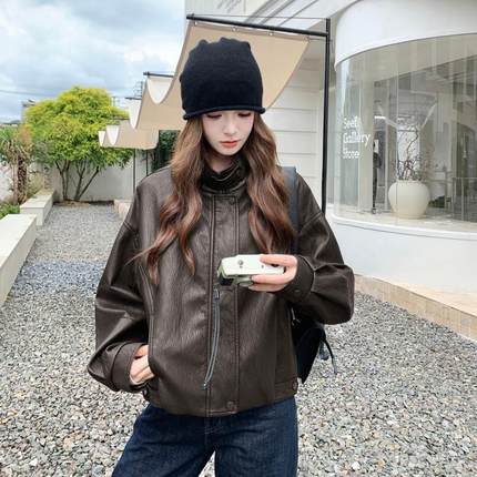 年春装新款减龄肤搭舒百适又亲时尚提升秋品质休闲B189FN68皮外套