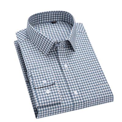 春商秋季格子衫男长袖务高端棉磨毛中年爸爸纯男士8370休闲打衬底
