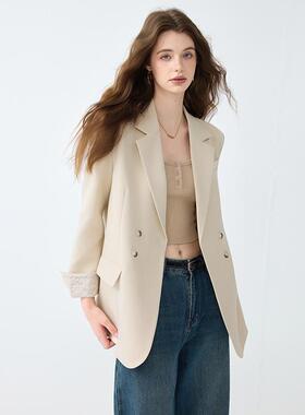 秋冬灰色装西外套女跨境闲名气质GDX1856媛高休级设计感小众超火