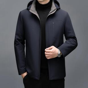 冬季帽新款男青士羽绒服可摘白鸭8626-E绒保暖中年外套男子款爸爸